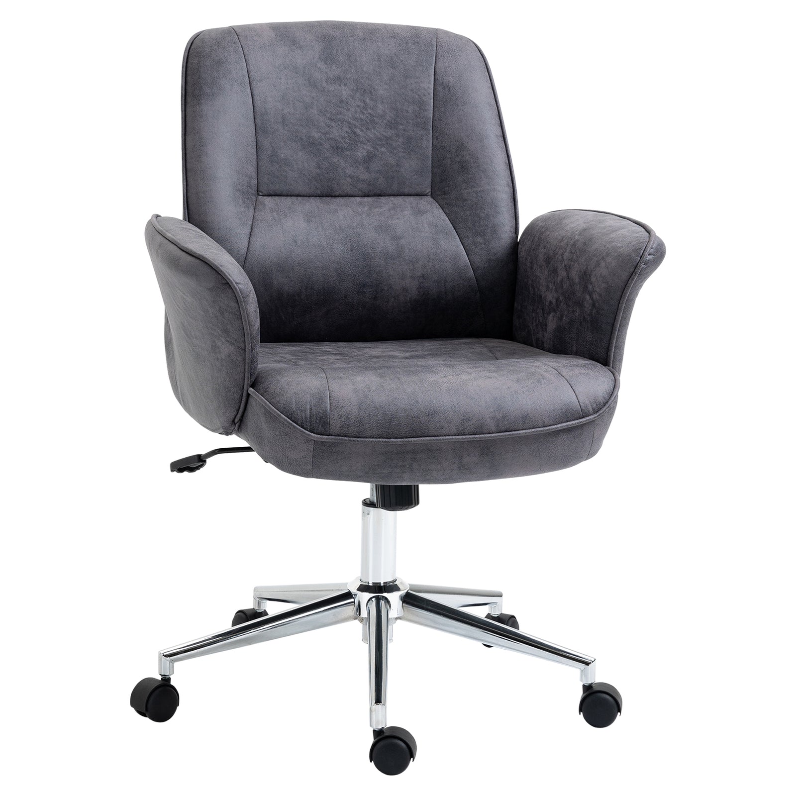 Mid Back Office Chair Swivel Home Study Bedroom | Charcoal Gray