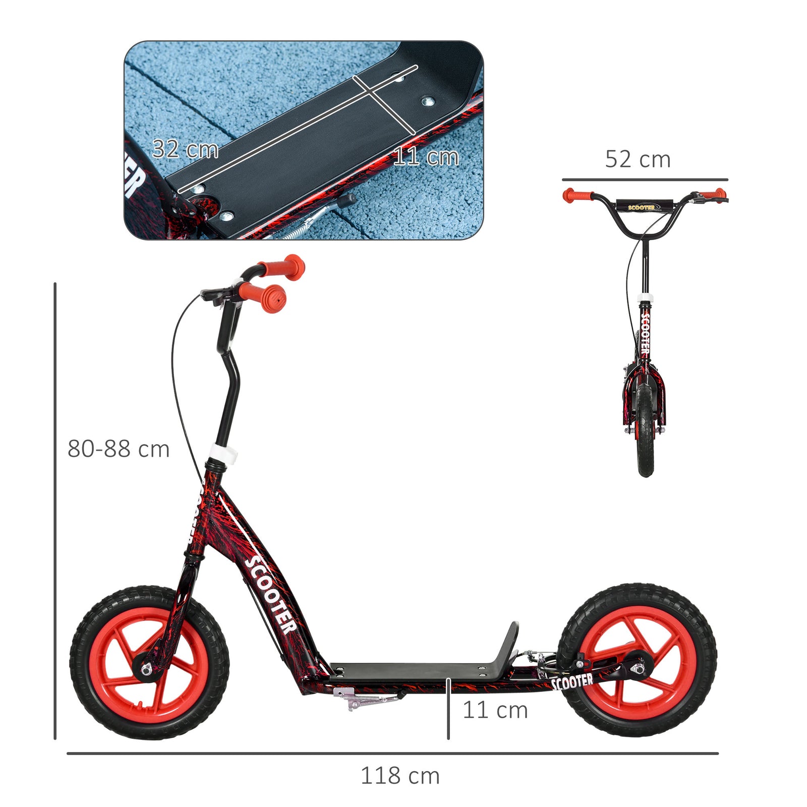 Kids Scooter With Adjustable Handlebar, Kick Scooter | Red