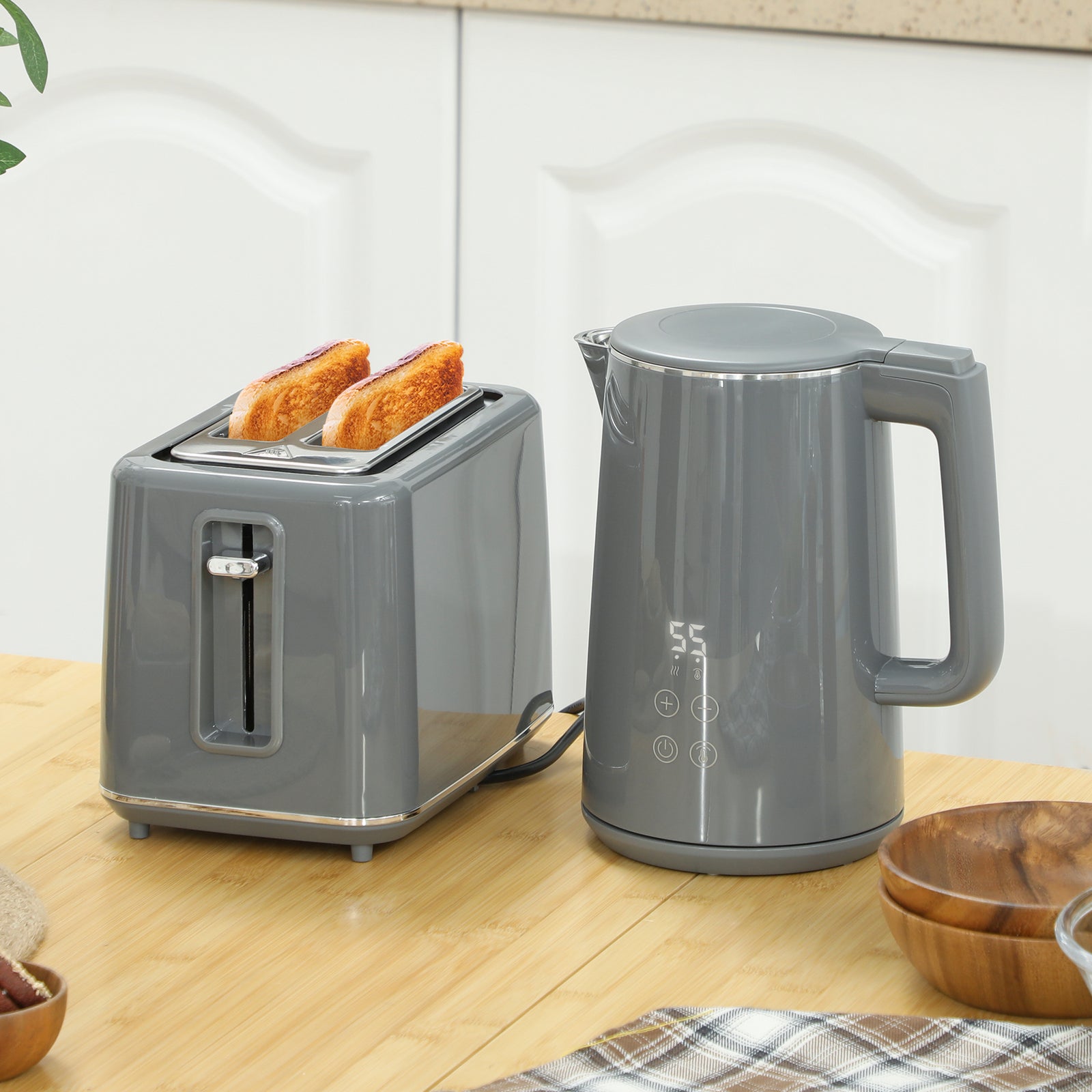 Fast Boil Kettle & Toaster Set | Grey