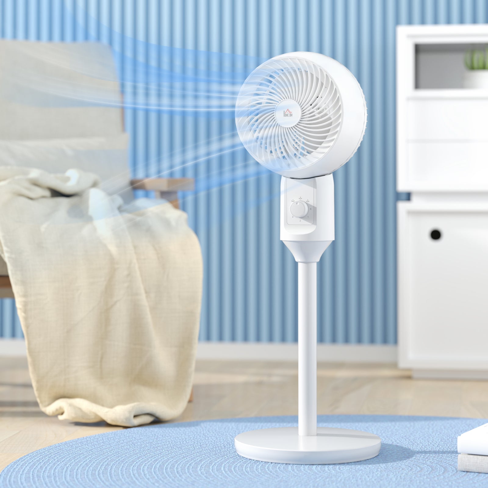 9 Inch Air Circulator Fan 70° Oscillation Carry Handle | One Size | White