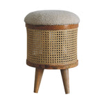 Solid Mango Wood Cream Boucle Larissa Footstool