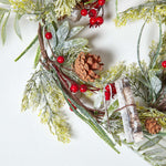 HOMESCAPES Artificial Wreath With Berries And Pinecones, 18 Inches