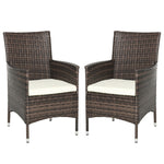 Outdoor Rattan Armchair Wicker Dining Chair Set For Garden | Set-of-2 | Pale Brown