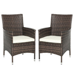 Outdoor Rattan Armchair Wicker Dining Chair Set For Garden | Set-of-2 | Pale Brown