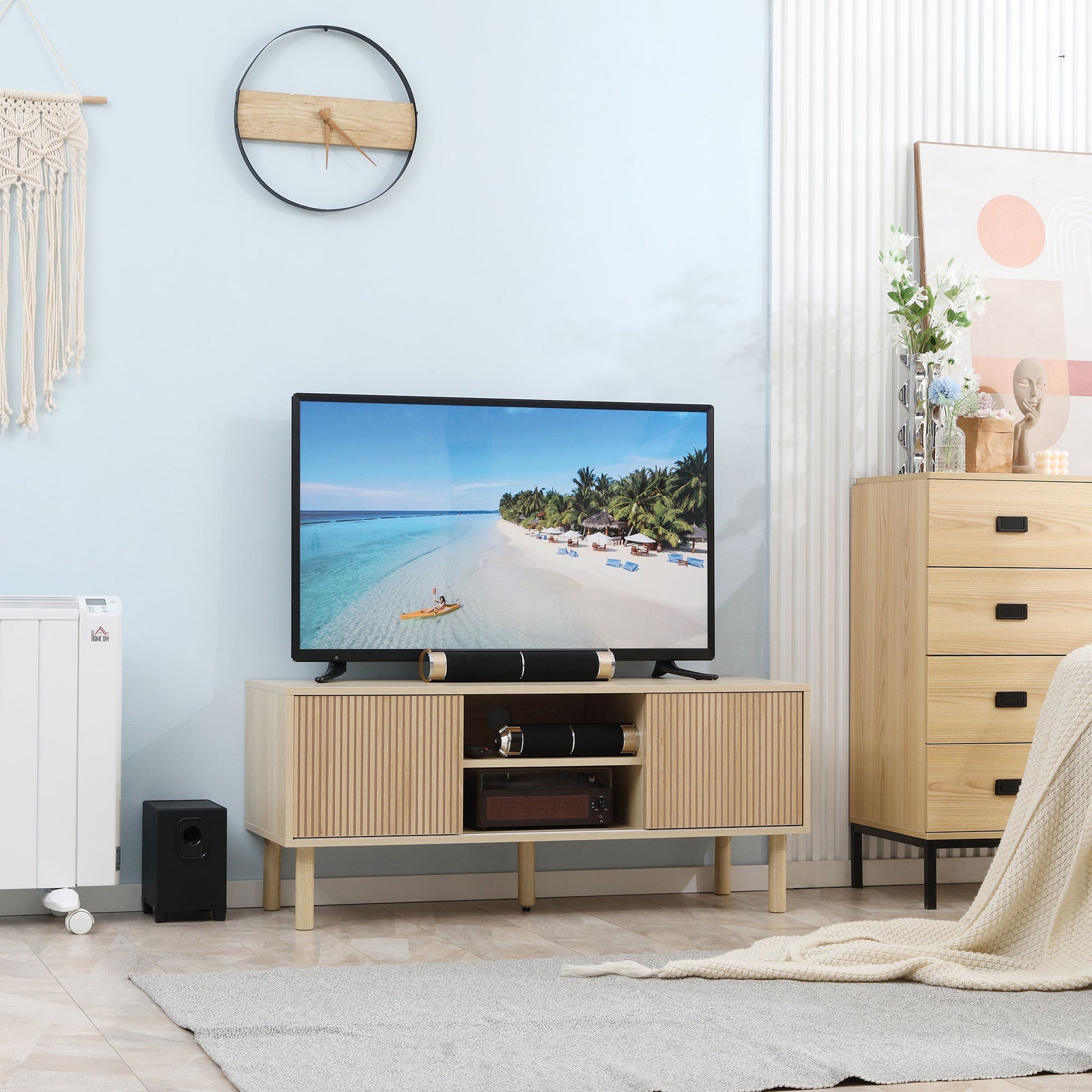 Tv Stand Cabinet For Tvs Up To 50" With Sliding Doors