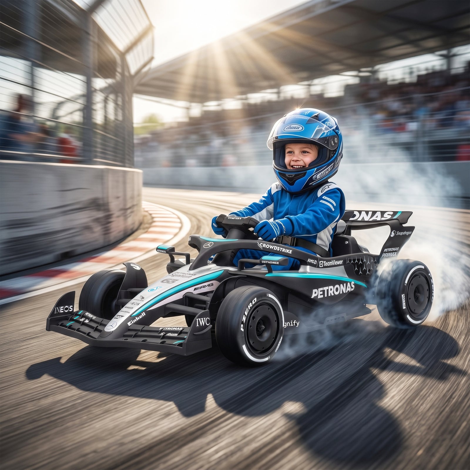 AIYAPLAY Licensed Mercedes-amg Petronas F1 Electric Go Kart For Kids 3-5