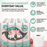 Toilet Roll, Spirits Of Terra – Quilted Soft 3-ply Tissue | Set of 72 | White