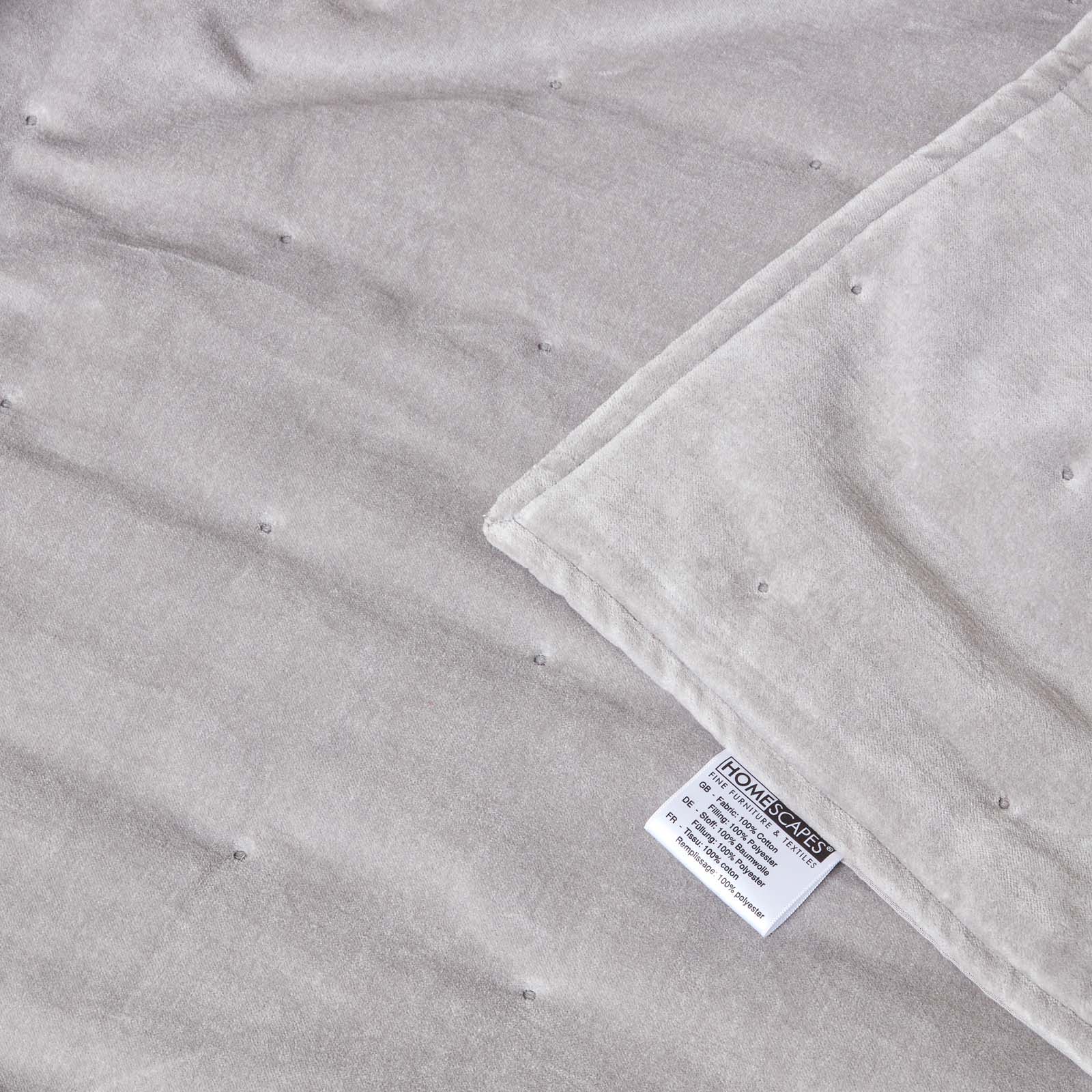 Velvet Cotton Quilted Throw | 150cm x 200cm | Light Grey