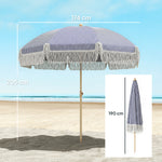 1.7 M Beach Umbrella, Adjustable Height Portable Parasol | Blue & White