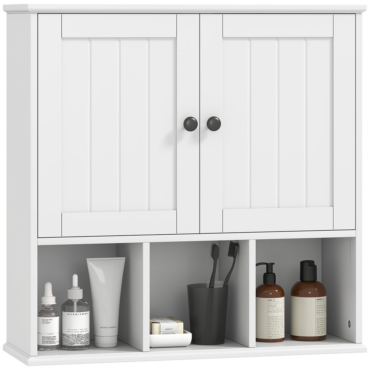 HOMCOM Bathroom Wall Cabinet, Medicine Cabinet With Open Compartments, Shelf