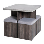 5 Pc Dining Set, Storage, Cushioned Ottomans
