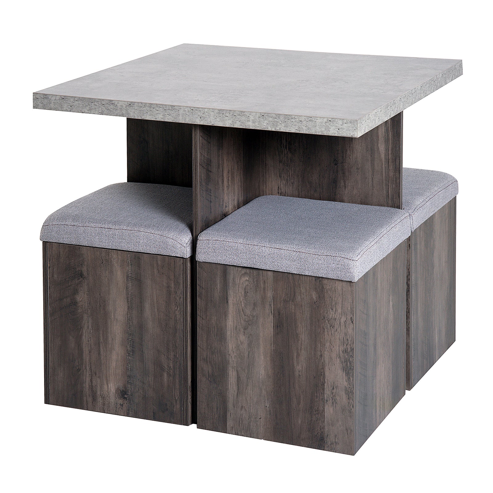 5 Pc Dining Set, Storage, Cushioned Ottomans