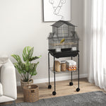 Metal Bird Cage W/ Perch, Food Container, Handle, For Finch, Canary