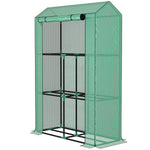 3 Tier Mini Greenhouse W/ Pe Cover, Roll-up Door | Green