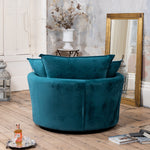 Havana Velvet Swivel Base Cuddle Chair | Teal