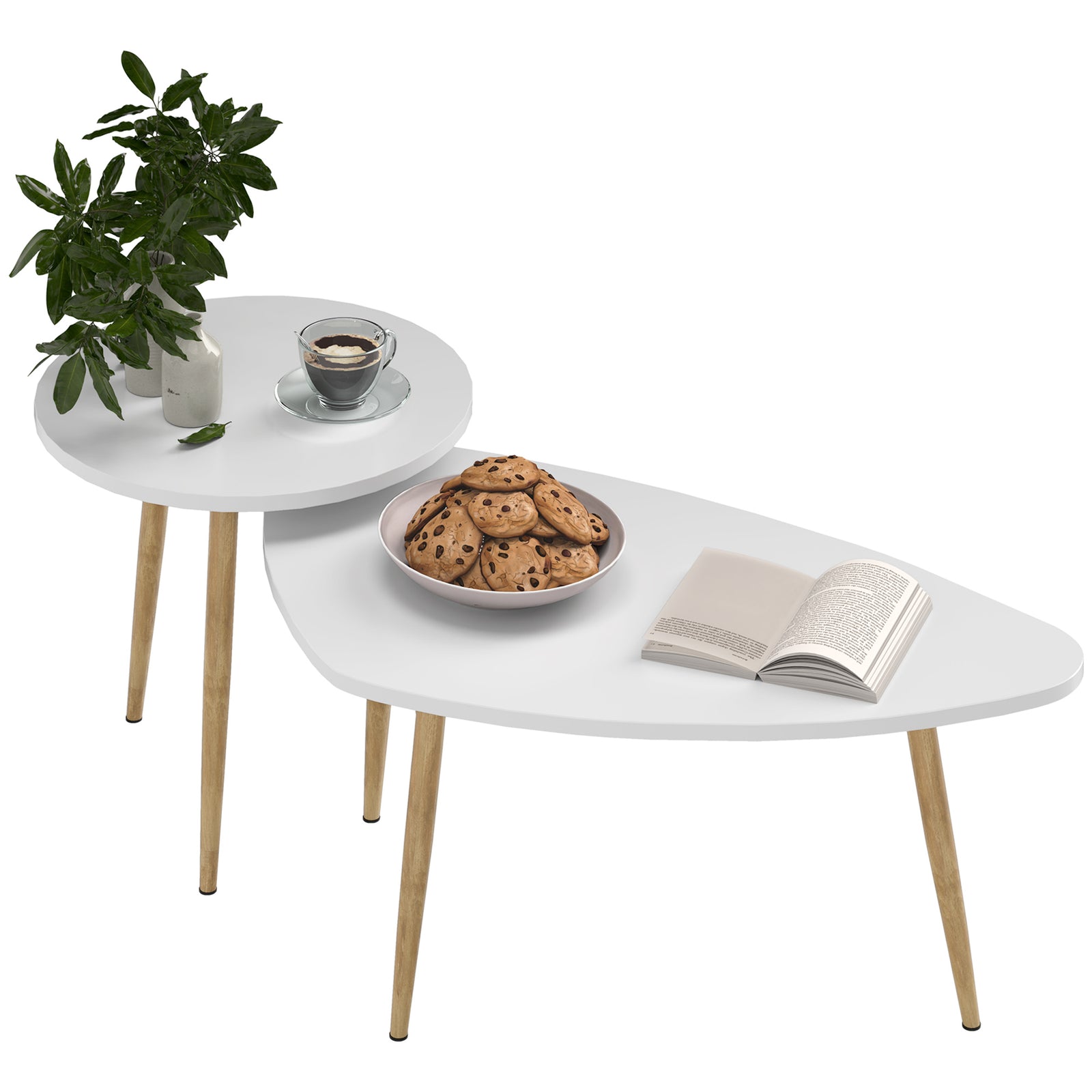 Coffee Table Set Of 2, Nesting End Side Tables