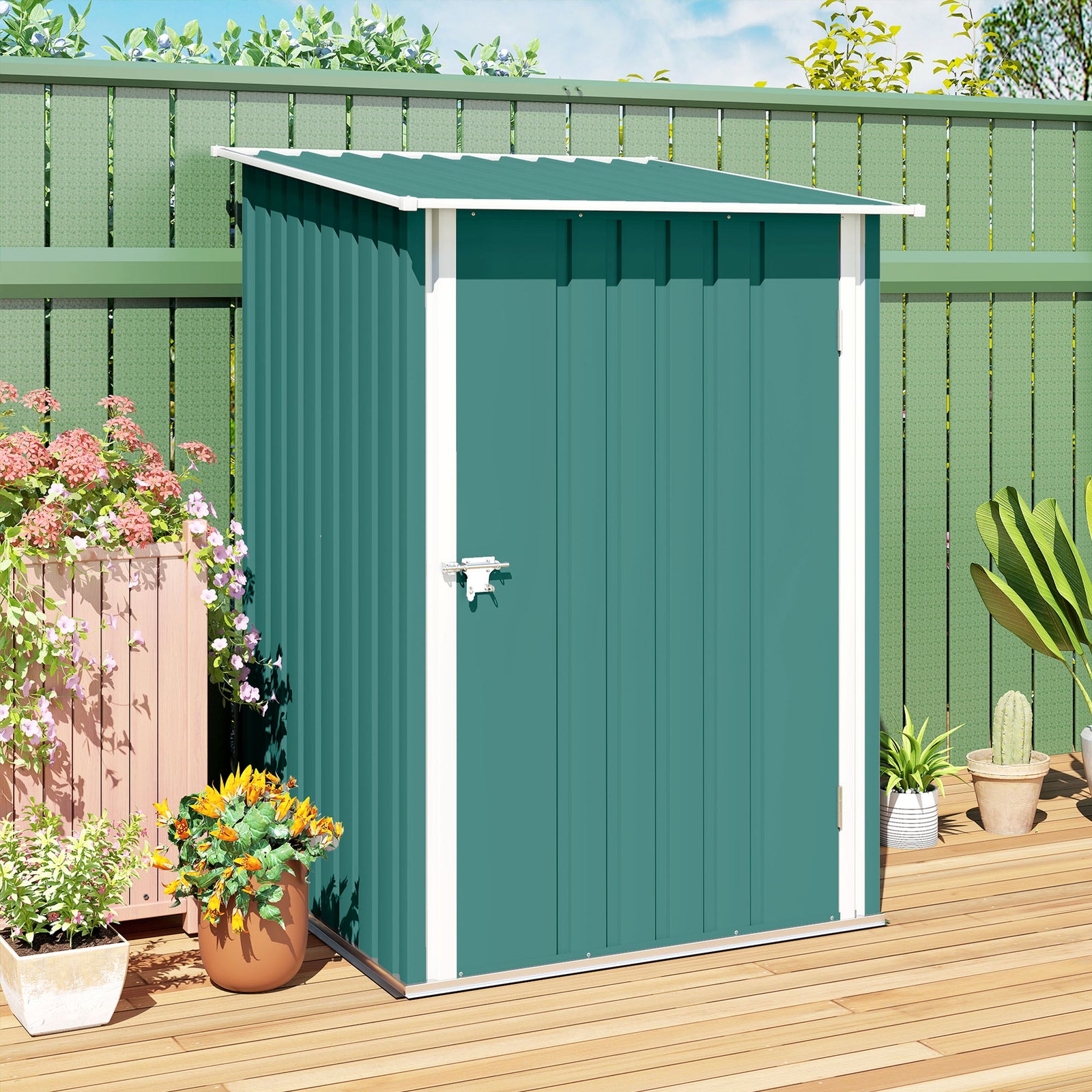 3.3ft X 3.4ft Outdoor Storage Shed Steel Garden Shed | Green