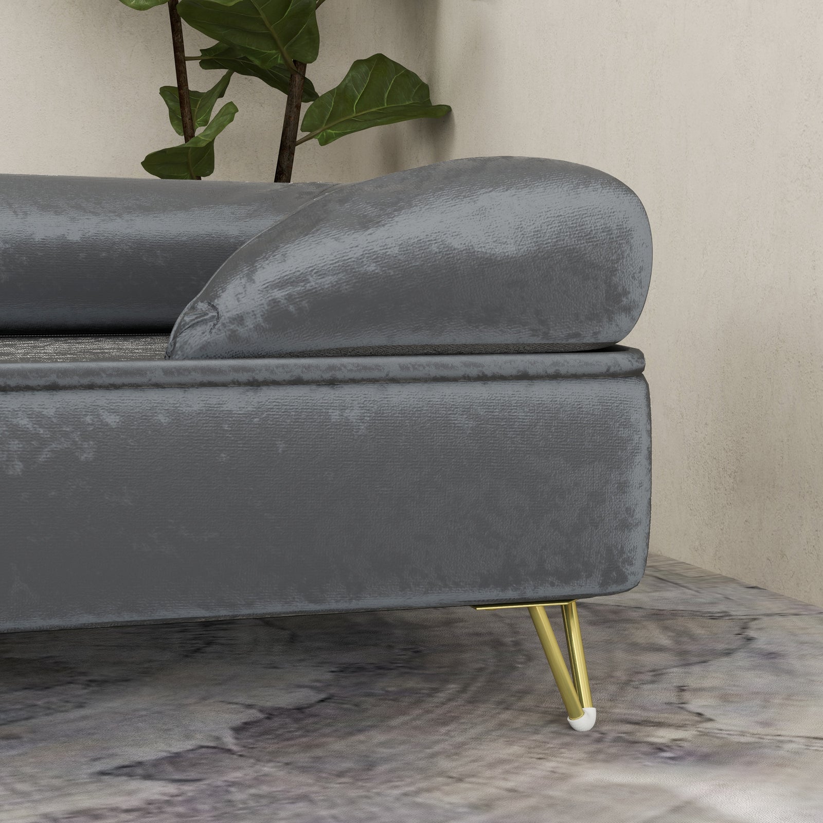 Dog Sofa Pet Couch W/ Removable Backrest Cushion Washable Cover | Gray