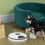 Pet Feeder W/ Digital Timer Six-meal Food Dispenser Trays White