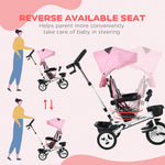 6 In 1 Trike For Toddler 1-5 Years With Parent Handle | Pink