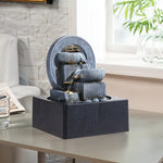Tabletop Waterfall Fountain With Circular Frame And Tiered Bowls For Meditation Decor