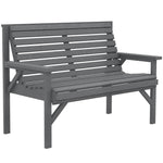 Wooden Garden Bench 2 Seater, Patio Bench For Indoor Outdoor | Grey