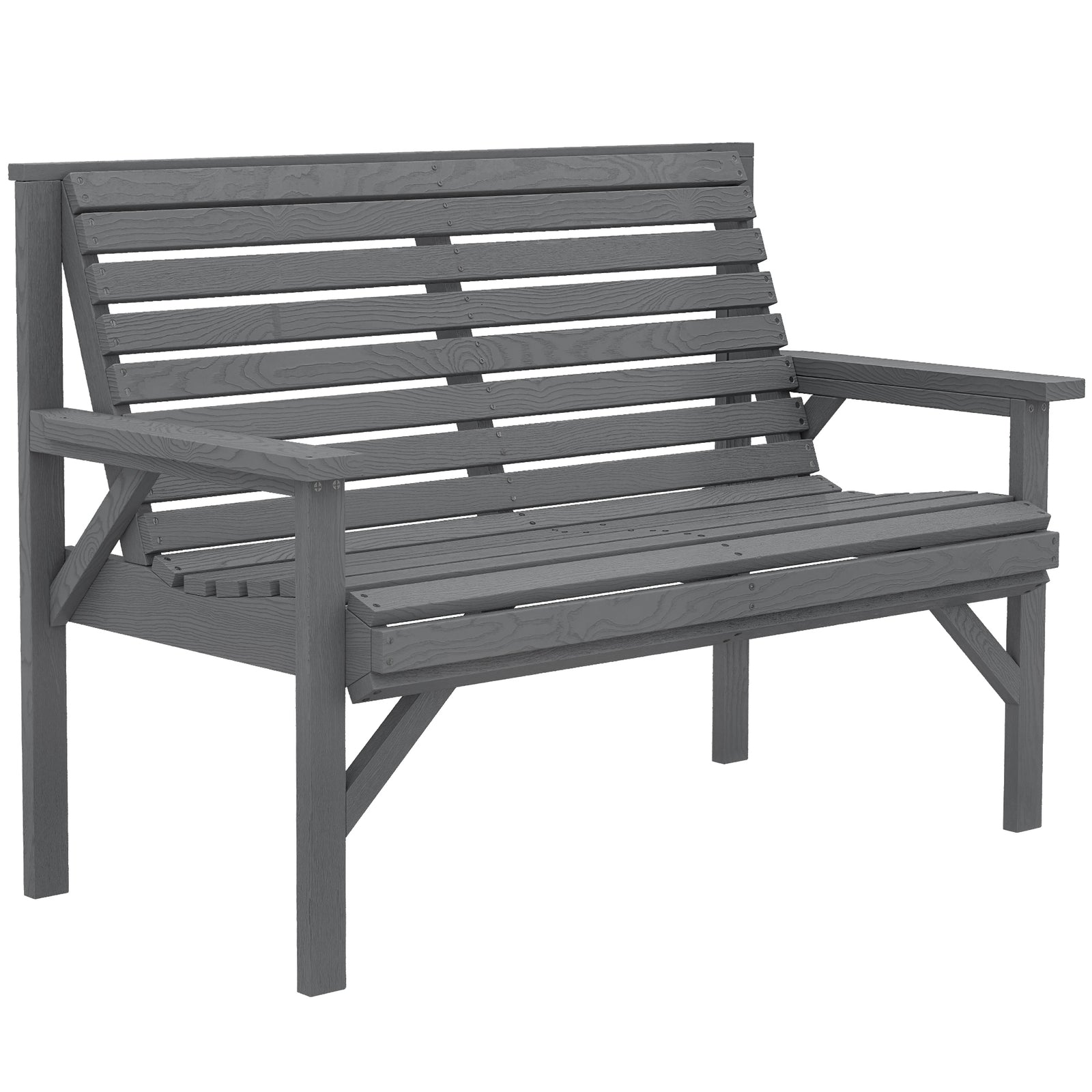 Wooden Garden Bench 2 Seater, Patio Bench For Indoor Outdoor | Grey