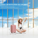 55x35x20cm Cabin Carry On Suitcase Hard Shell Overhead Luggage 100+ Airlines Approved | Cabin | Rose Gold