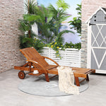 Garden Wood Sun Lounger W/ Adjustable Footrest