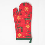 HOMESCAPES Red Reindeer Christmas Oven Glove