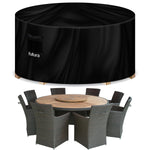 Round Waterproof Garden Furniture Cover, Outdoor Patio Weatherproof Table & Chair Set Shield | 230 x 100cm | Black