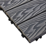 11pcs Interlocking Wpc Deck Tiles, 30x30cm Outdoor Wood-plastic Composite Patio Flooring, Slip-resistant Garden Balcony Tiles | Dark Grey