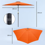 2.7m Metal Frame Garden Furniture Parasol Half Round Umbrella | Orange