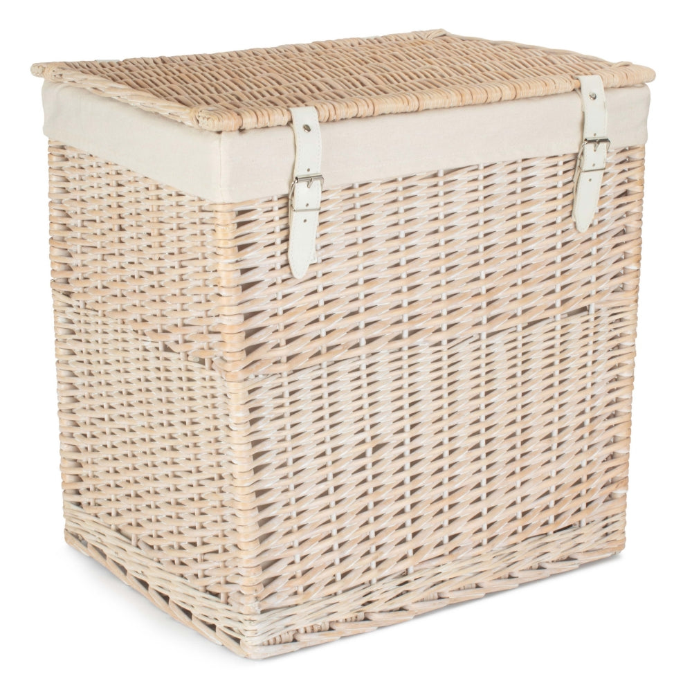 White Cotton Lined Boutique White Wash Laundry Baskets | Set-of-2 | White