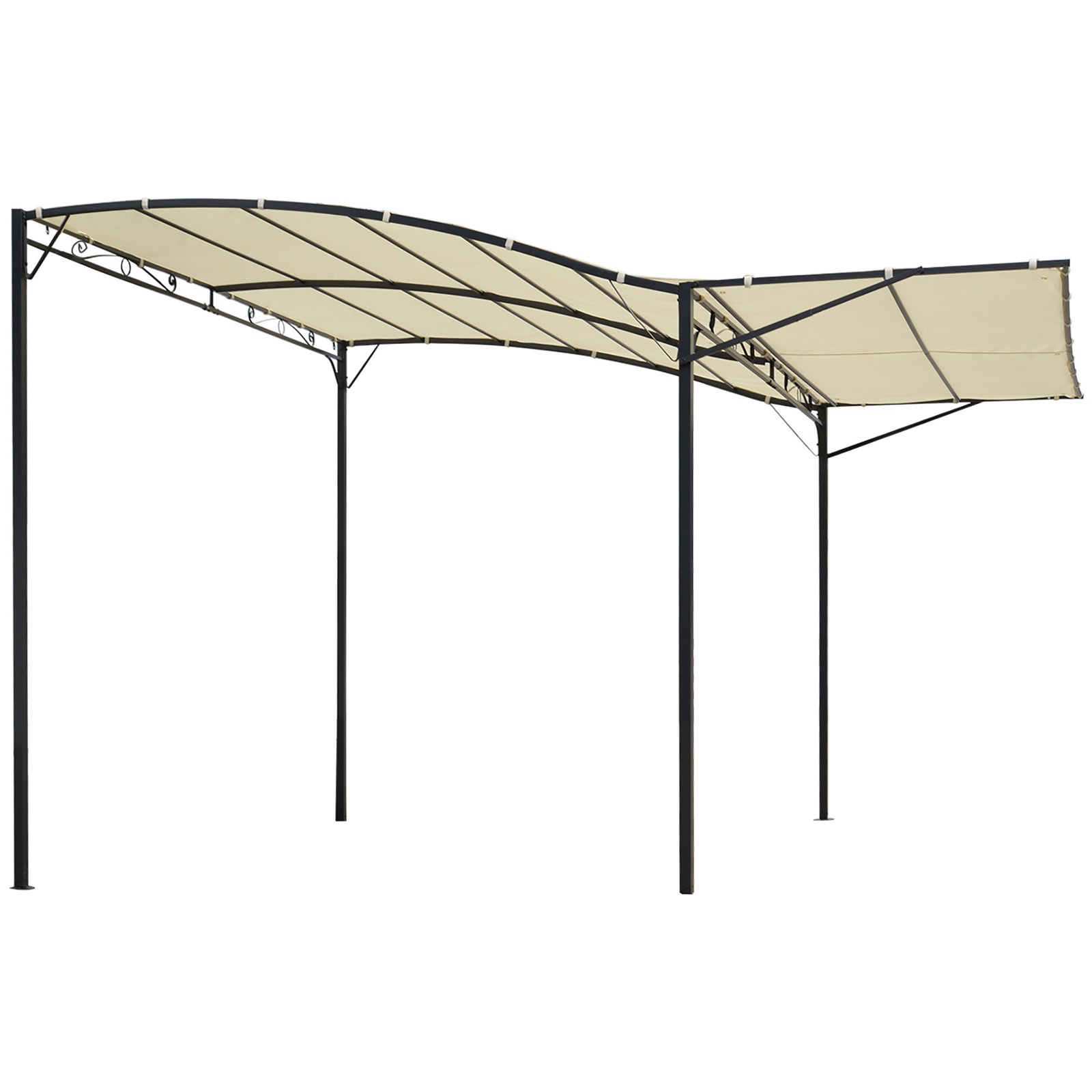 Patio Metal Gazebo Door Window Awning Wall Mount Shelter | Black