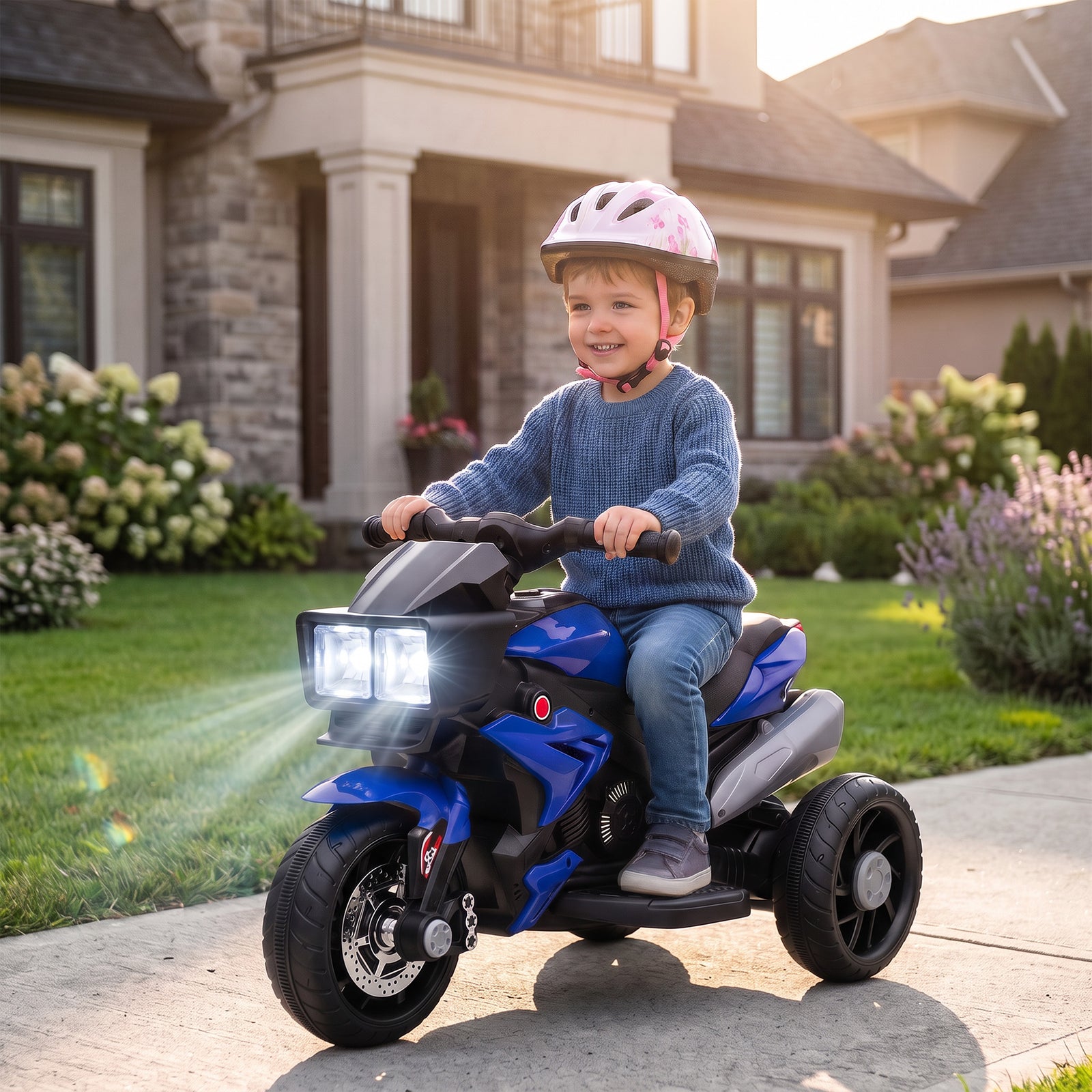 Kids Electric Motorcycle Ride-on Toy W/ High-traction Wheels | Blue