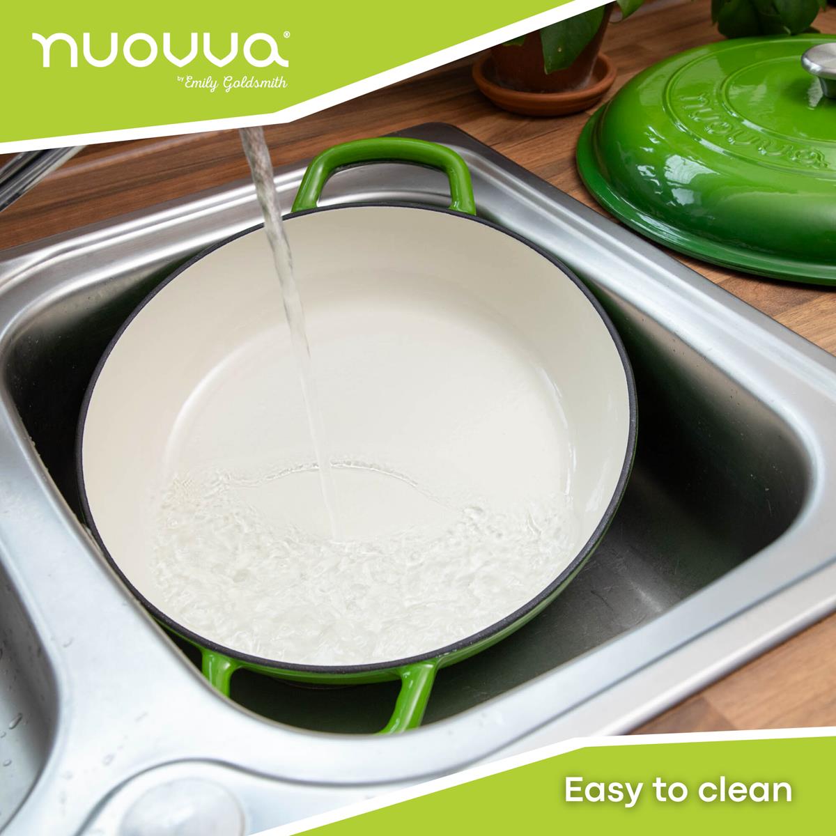 Shallow Cast Iron Casserole Pot With Lid, 5-quart, (32 Cm) | Green