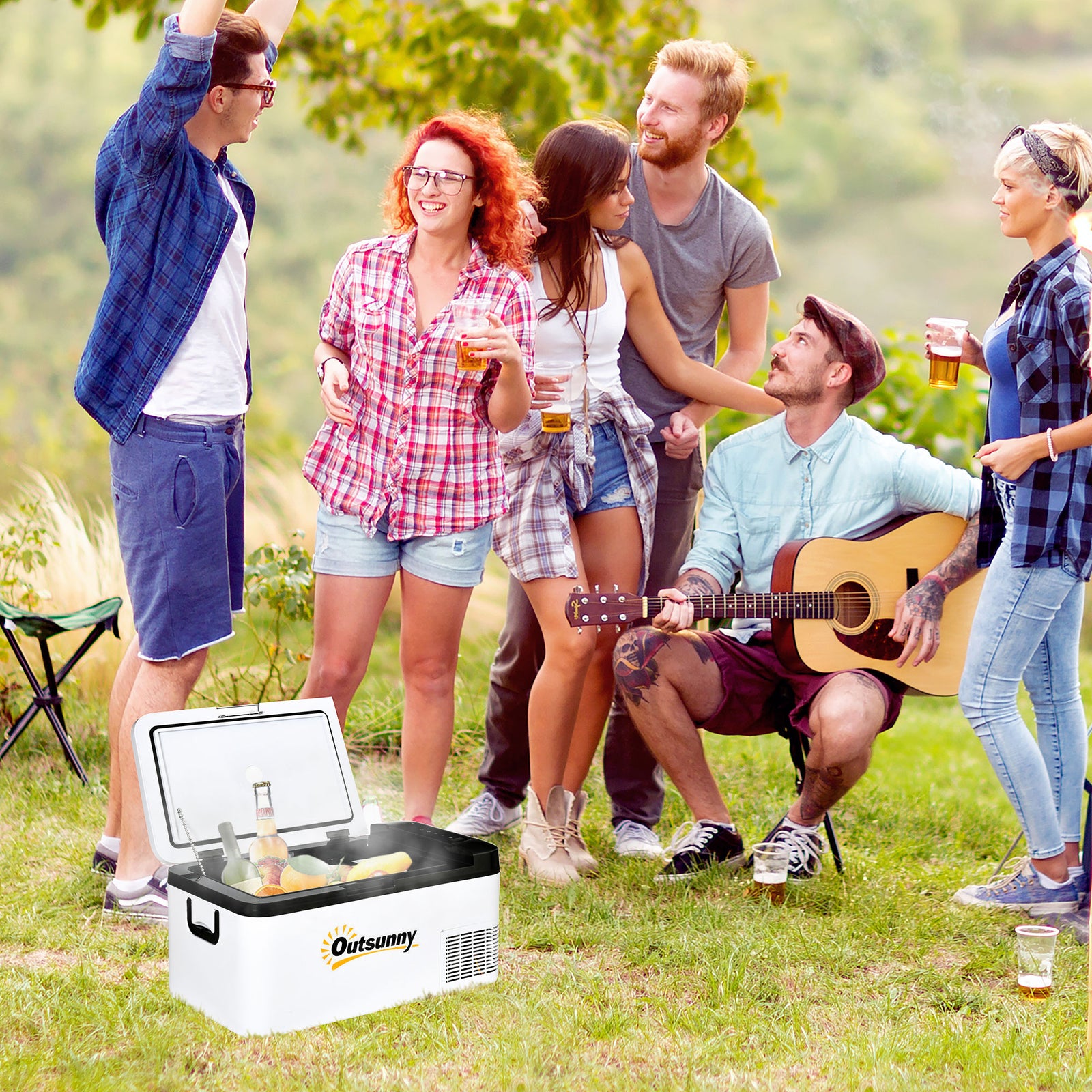 12v Portable Car Refrigerator W/ Inner Led Light Indoor | Small | White