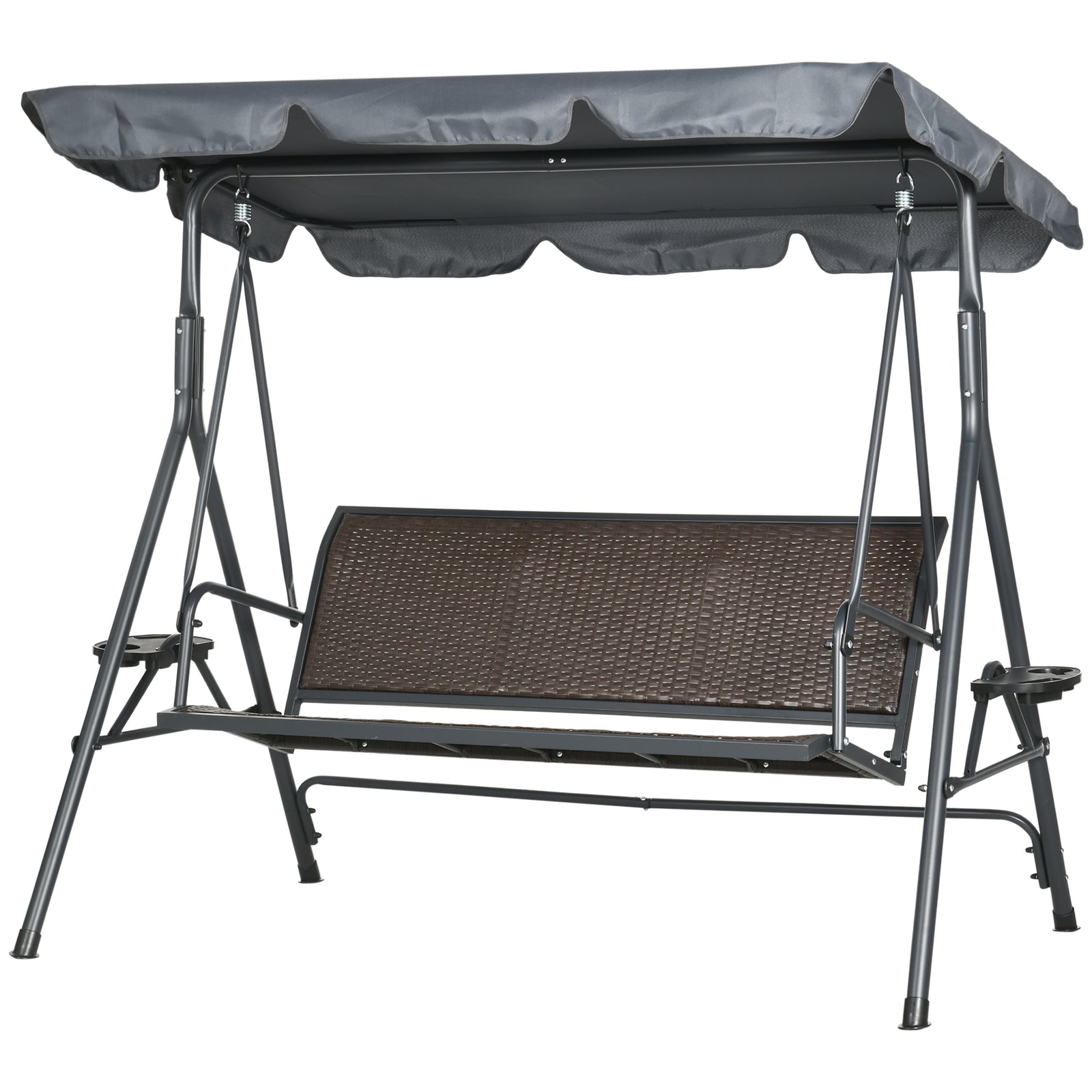 3 Seater Garden Swing Seat, Swing Chair W/ Adjustable Canopy