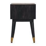 Solid Wood Mid-century Open Bedside, Open Shelf, Black