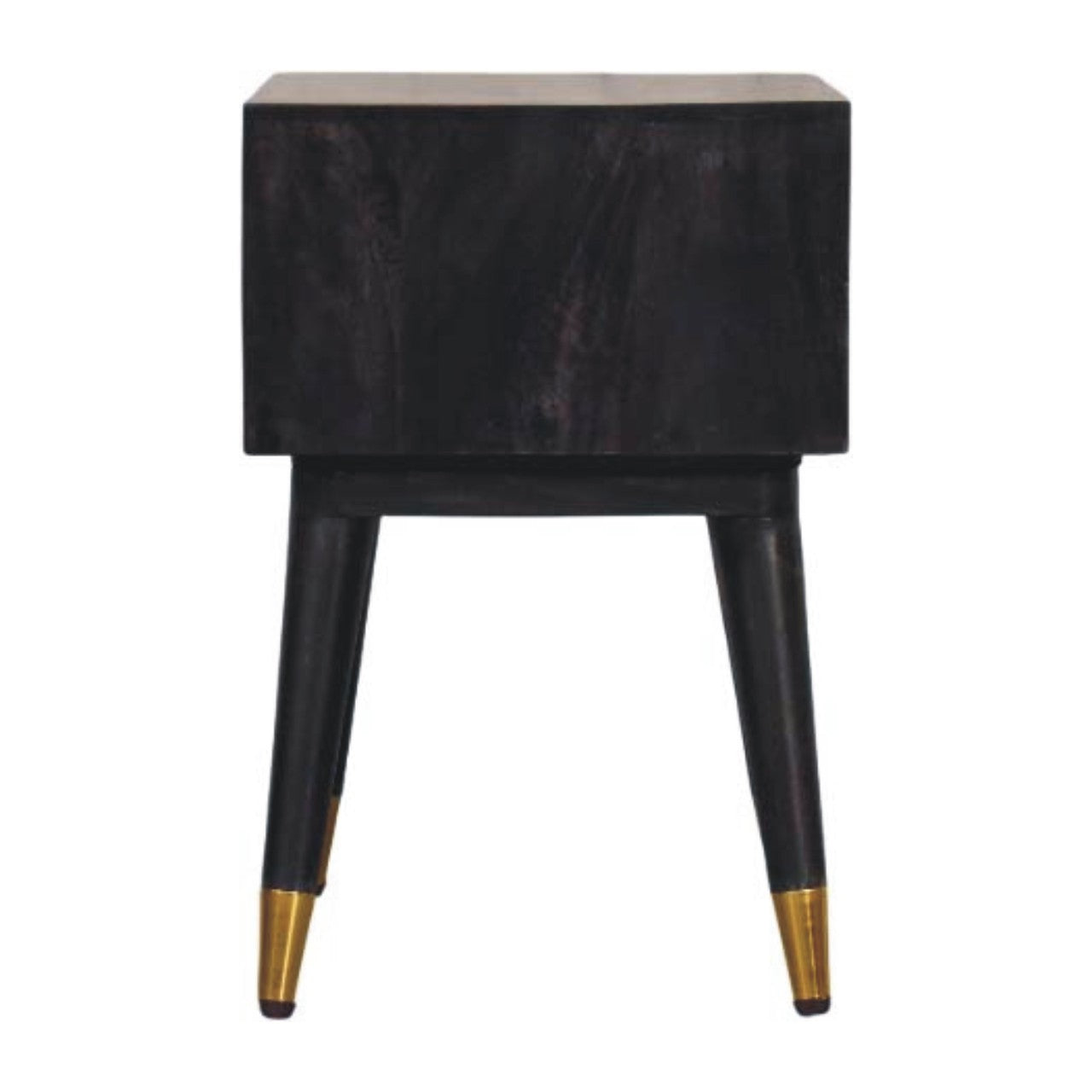 Solid Wood Mid-century Open Bedside, Open Shelf, Black