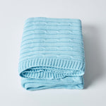 Combed Cotton Cable Knit Throw | 130cm x 170cm | Blue