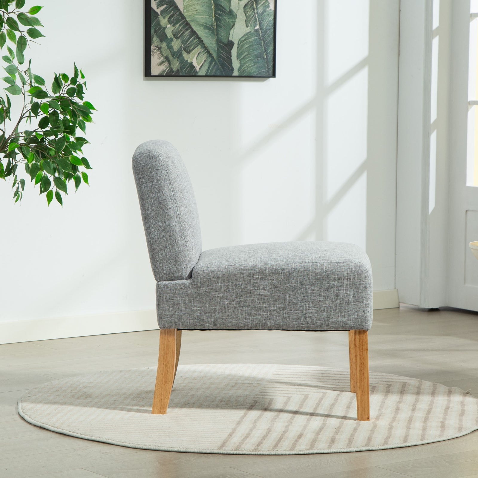 Selina Fabric Armless Accent Chair | Light Grey