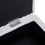 White Teddy Fleece Upholstered Storage Ottoman | Large | White