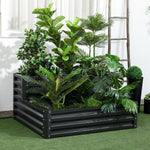 2 Tier Galvanized Raised Garden Bed Dark Grey