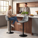 HOMCOM Bar Stools Set Of 2, Modern Swivel Barstools For Dining Room, Grey