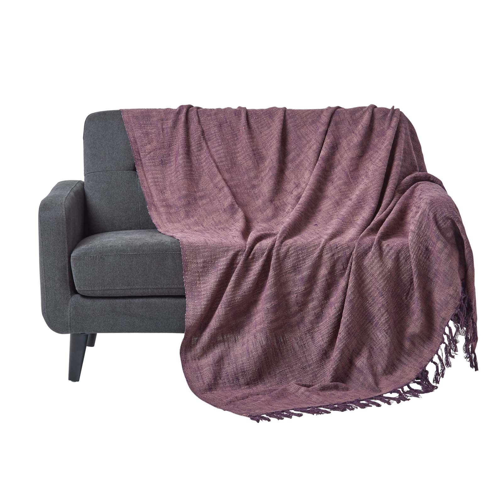 Nirvana Handwoven Slub Cotton Throw | 150cm x 200cm | Mauve