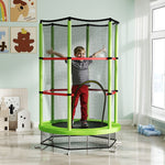 Kids Trampoline W/ Enclosure Net, Steel Frame, For Ages 3-6 Years | Green