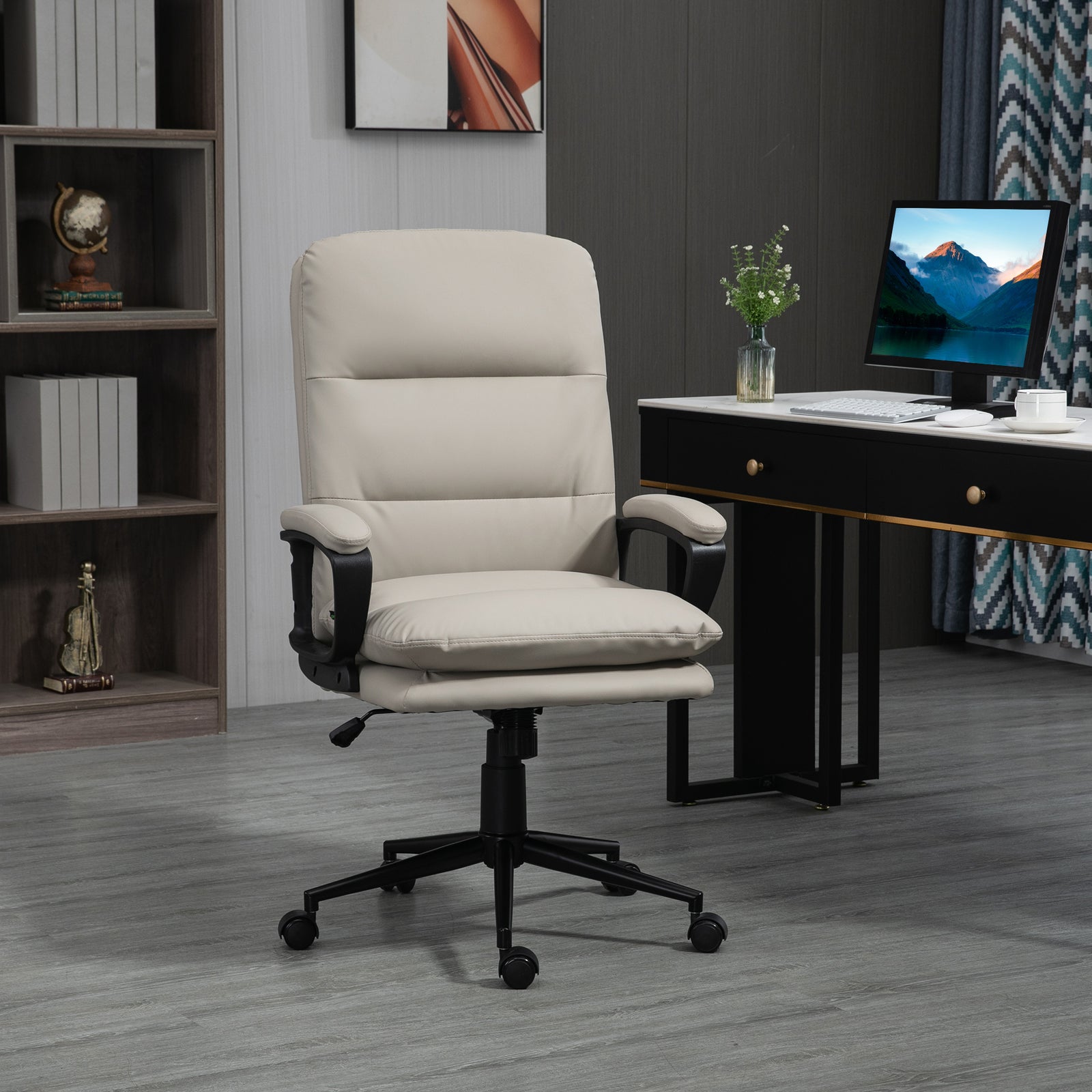 Faux Leather Office Chair Adjustable | Dove Gray