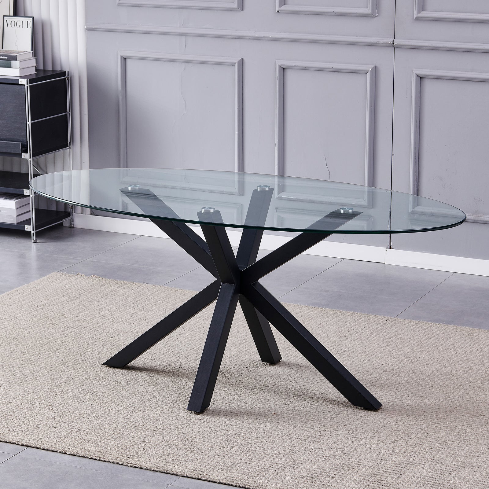 Orvino 180cm X 90cm Glass Oval Dining Table